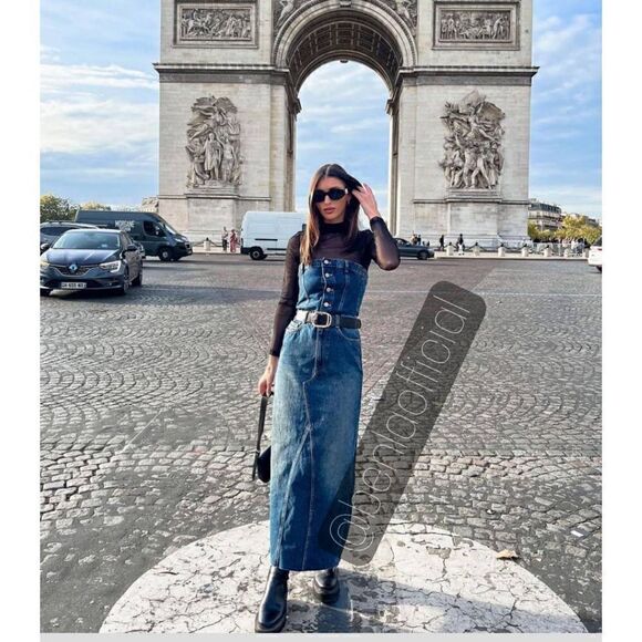 Zara RARE TRF DENIM DRESS NAVY BLUE - Picture 4 of 13